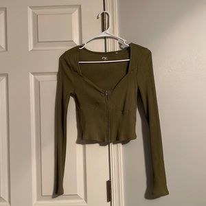 PacSun Light Green Long Sleeve Crop Top